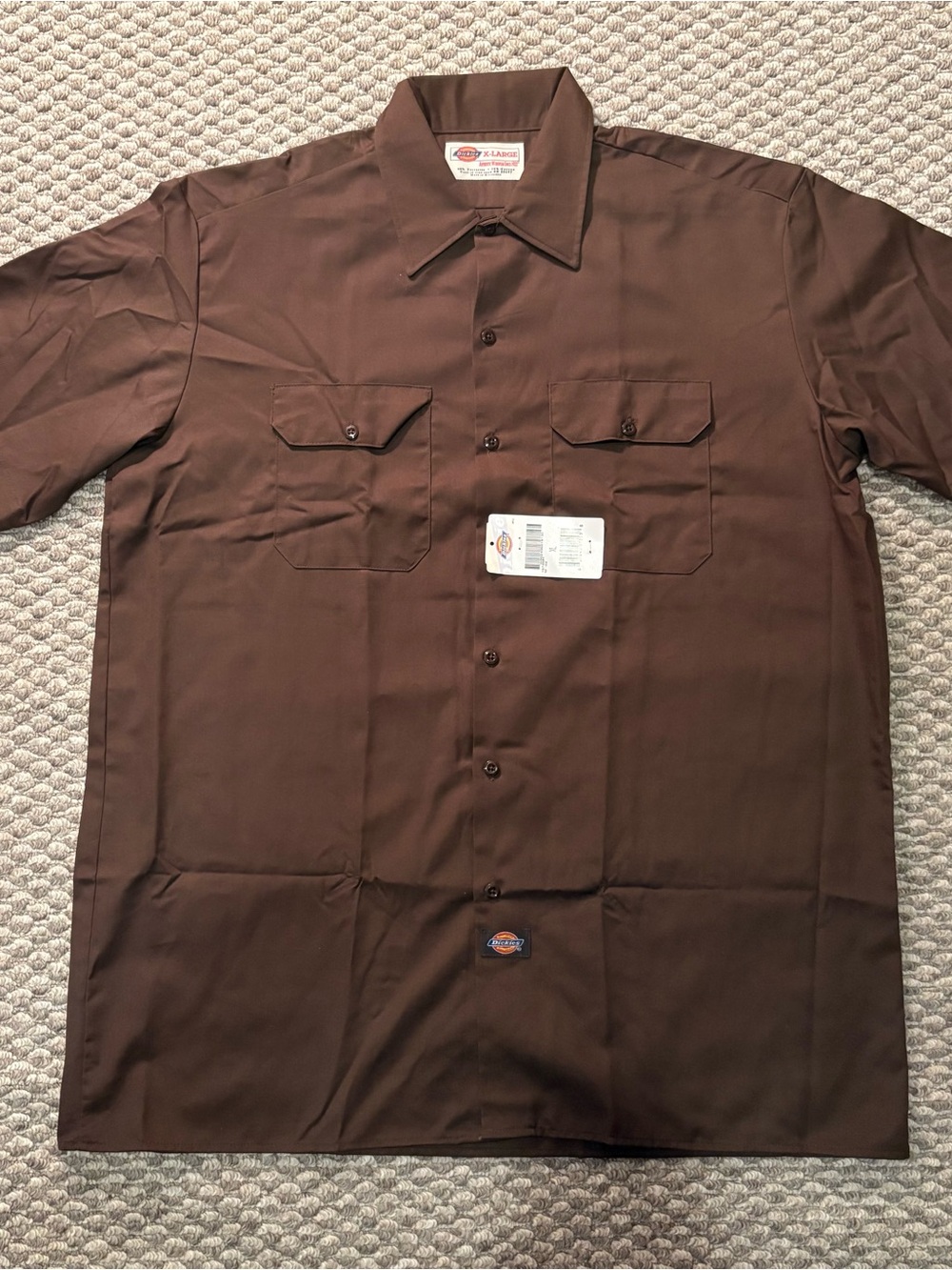 NWT Vintage 90’s Dickies 1574 Short Sleeve Work Shirt Men's XL Brown Button Up